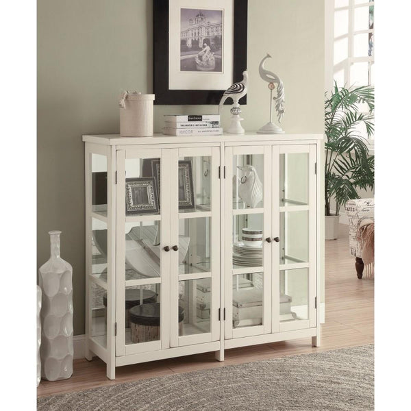 benzara BM160215 Transitional Style Wooden Accent Display Cabinet White