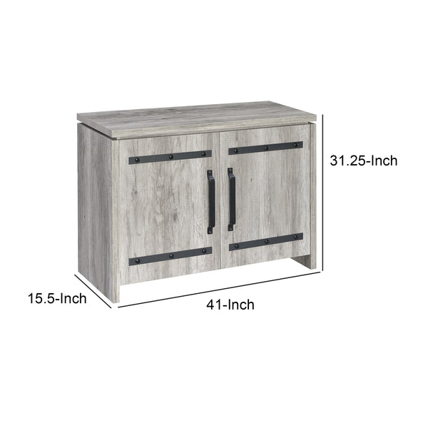Benzara BM160269 Spacious Wooden Accent Cabinet Gray