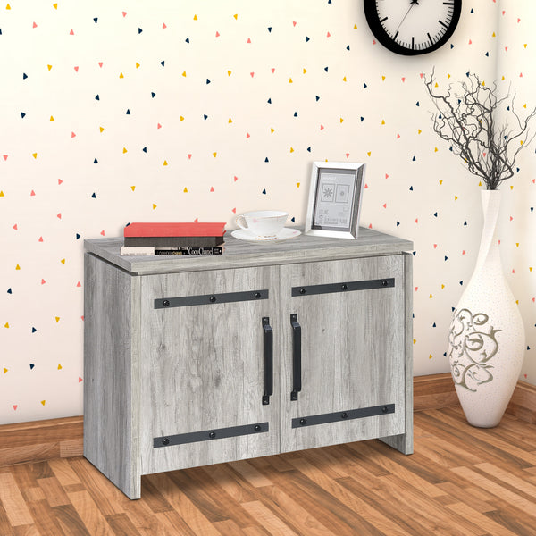 benzara BM160269 Spacious Wooden Accent Cabinet Gray