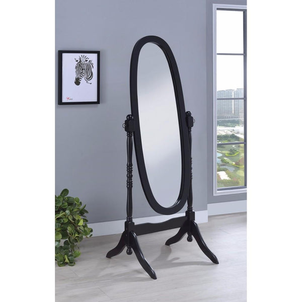 benzara BM160273 Aesthetically Charmed Oval Shaped Cheval Mirror Black