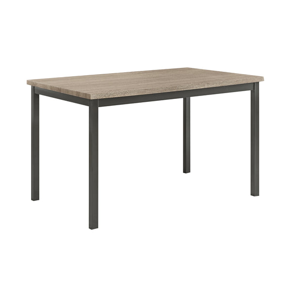 Benzara BM160786 Contemporary Metal Dining Table With Wooden Top Gray & Black