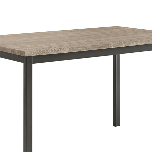 Benzara BM160786 Contemporary Metal Dining Table With Wooden Top Gray & Black