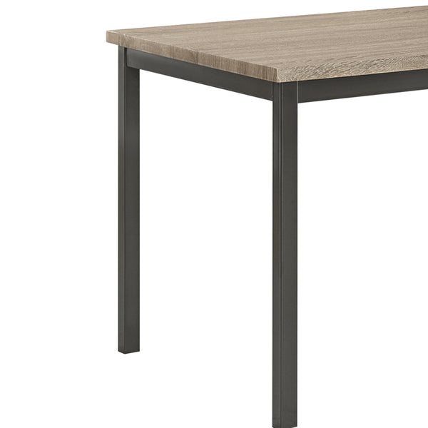Benzara BM160786 Contemporary Metal Dining Table With Wooden Top Gray & Black