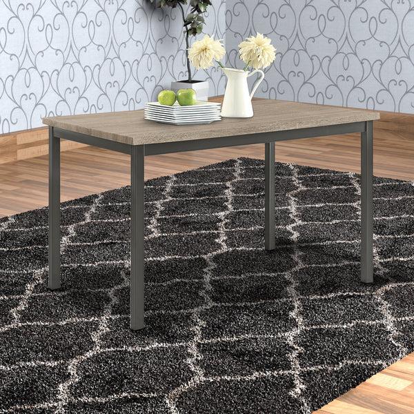 benzara BM160786 Contemporary Metal Dining Table With Wooden Top Gray & Black