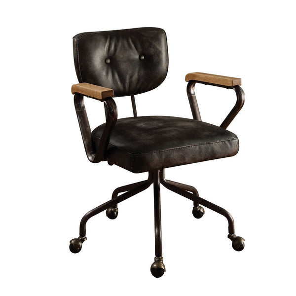 Benzara BM163667 Metal & Leather Executive Office Chair Black