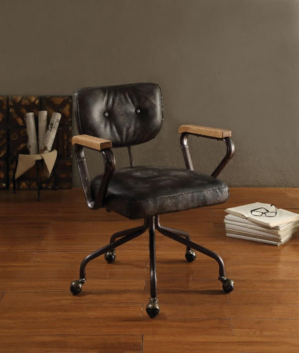 benzara BM163667 Metal & Leather Executive Office Chair Black