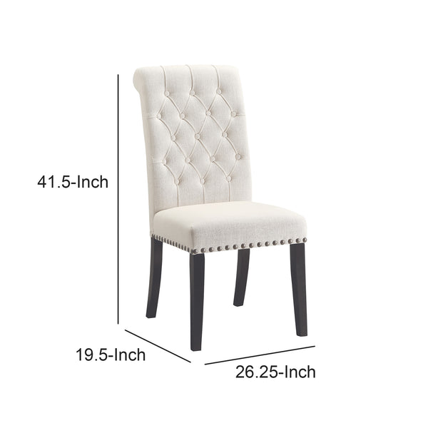 Benzara BM163805 Wooden Dining Side Chair Cream & Black Set Of 2