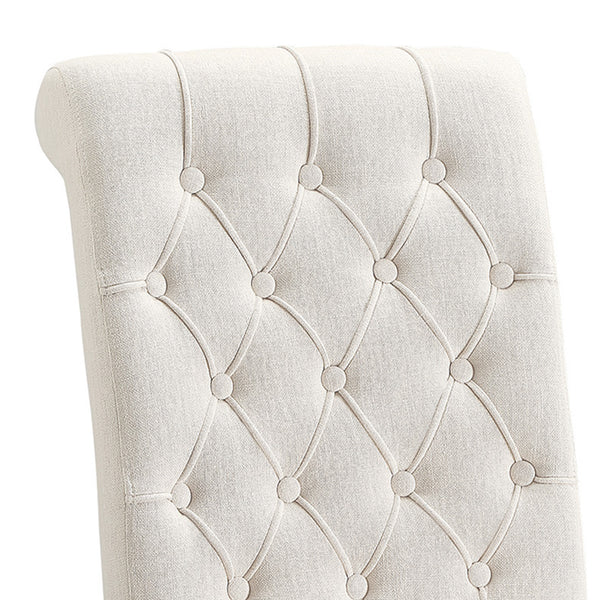 Benzara BM163805 Wooden Dining Side Chair Cream & Black Set Of 2