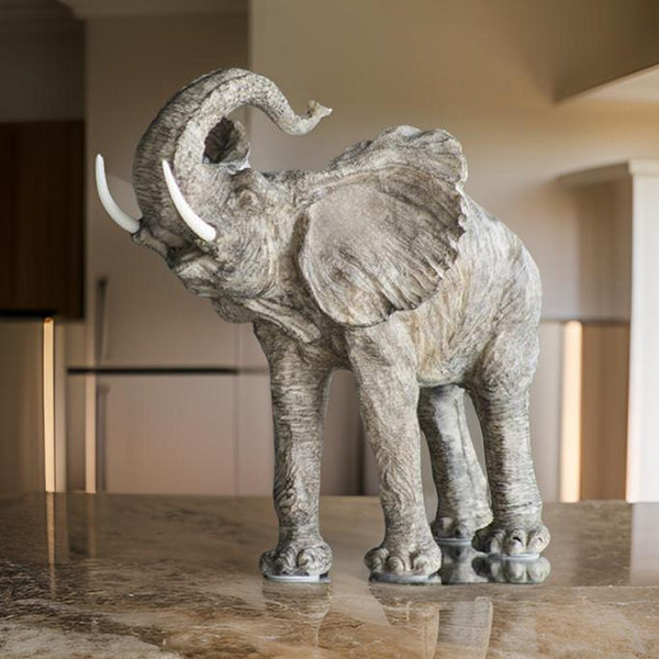 benzara BM165412 Polyresin Trumpeting Elephant Accent Brown