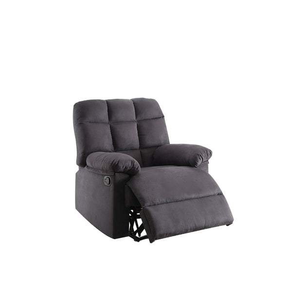 Benzara BM166719 Plush Cushioned Recliner With Tufted Back And Roll Arms In Gray