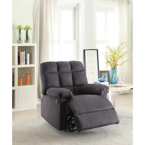 benzara BM166719 Plush Cushioned Recliner With Tufted Back And Roll Arms In Gray