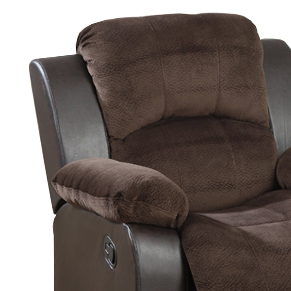 Benzara BM166725 Polyurethane Rocker Recliner In Choco Suede Brown