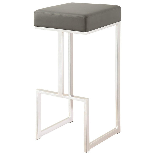 Benzara BM168067 Bar Stool With Upholstered Gray Seat With Chrome Base