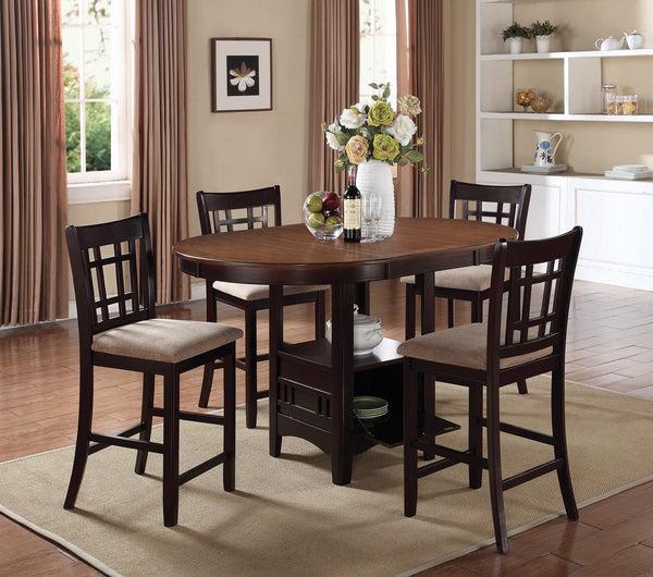 Benzara BM168068 Dual-Tone Counter Height Dining Table With Storage Base Brown