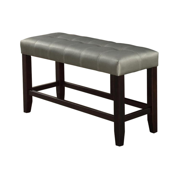 Benzara BM171258 Tufted High Bench With Tapered Legs Silver And Brown
