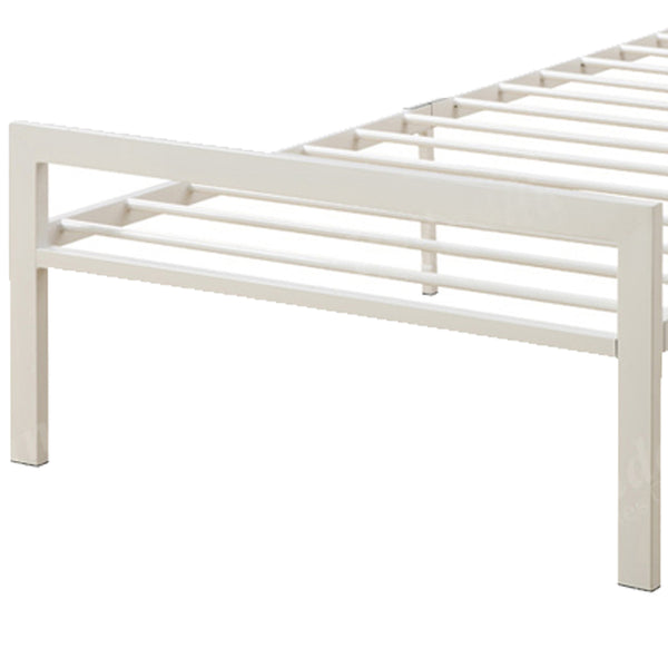 Benzara BM171745 Metal Frame Twin Bed With Leather Upholstered Headboard White