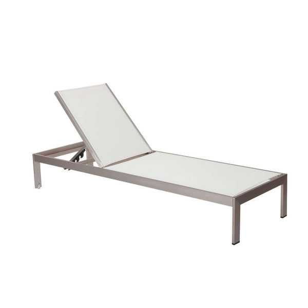 Benzara BM172097 Anodized Aluminum Modern Patio Lounger In White