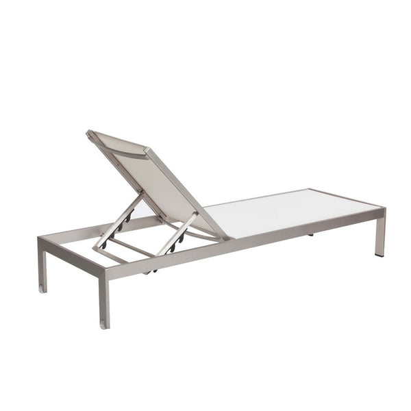 Benzara BM172097 Anodized Aluminum Modern Patio Lounger In White