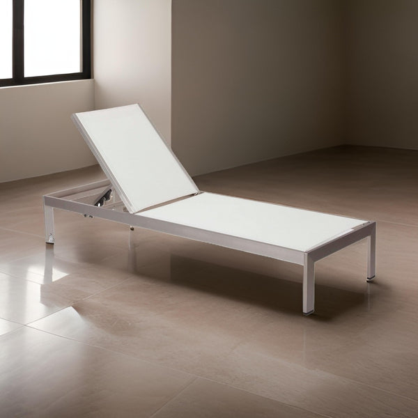 benzara BM172097 Anodized Aluminum Modern Patio Lounger In White