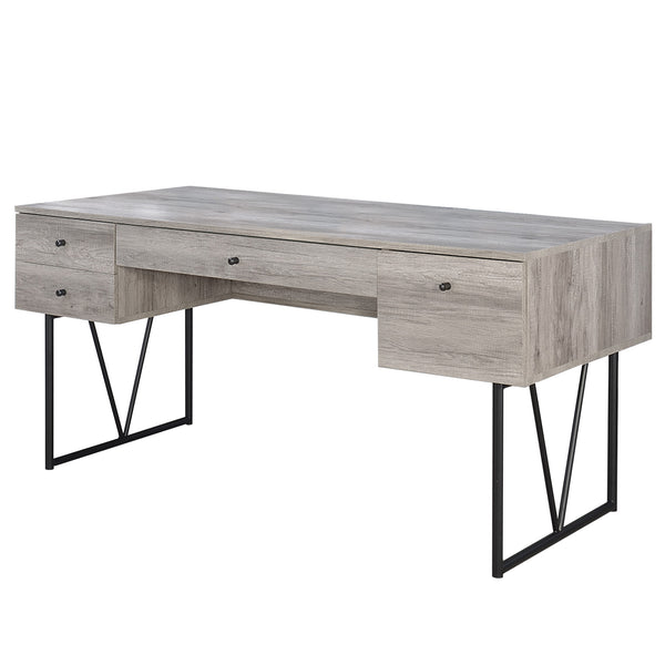 Benzara BM172254 Writing Desk-4 Drawer Driftwood Gray