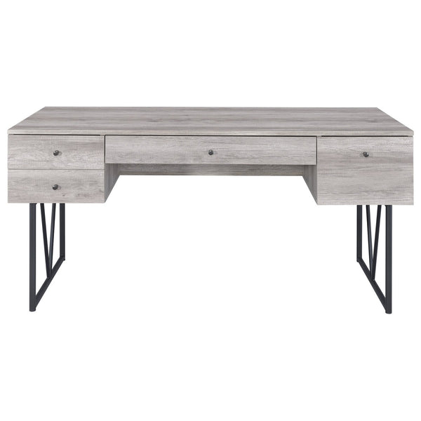 Benzara BM172254 Writing Desk-4 Drawer Driftwood Gray