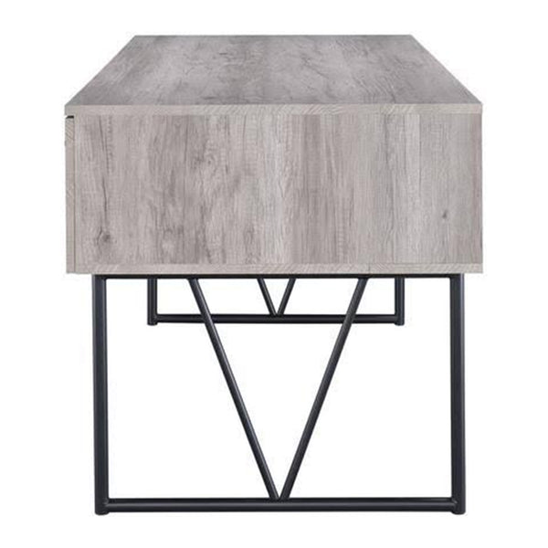 Benzara BM172254 Writing Desk-4 Drawer Driftwood Gray