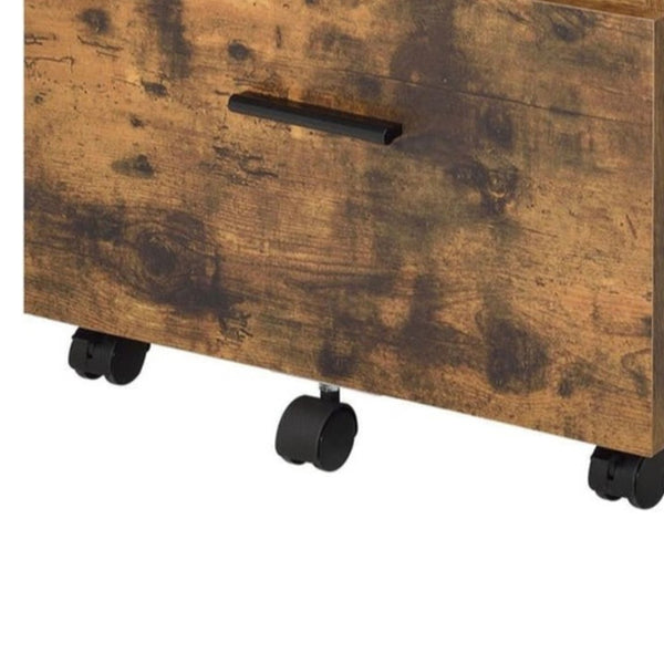 Benzara BM185353 Wooden File Cabinet With Open Compartment And Drawer Oak Brown And Black