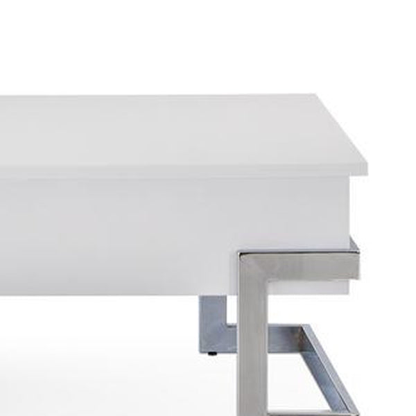 Benzara BM185788 Wooden Coffee Table With Lift Top Storage Space White