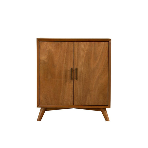 benzara BM186137 Wooden Small Bar Cabinet with Two Doors and Splayed Legs Brown
