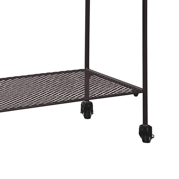 Benzara BM193778 - Rectangular Metal Beverage Tub With Stand And Open Grid Shelf Gray And Black