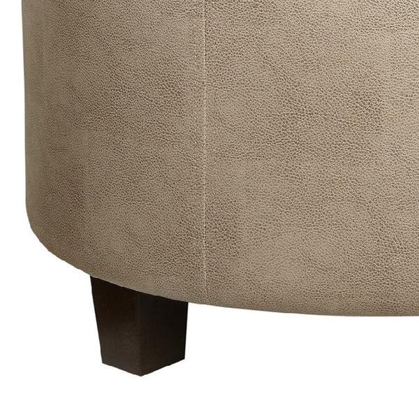Benzara BM194118 - Faux Leather Upholstered Wooden Ottoman With Lift Off Lid Storage Brown