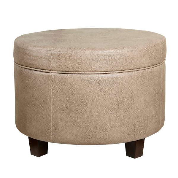 Benzara BM194118 - Faux Leather Upholstered Wooden Ottoman With Lift Off Lid Storage Brown