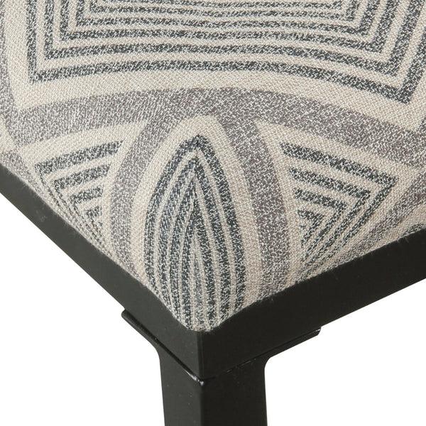 Benzara BM195160 - Metal Counter Stool With Geometric Pattern Fabric Upholstered Seat Gray And Black