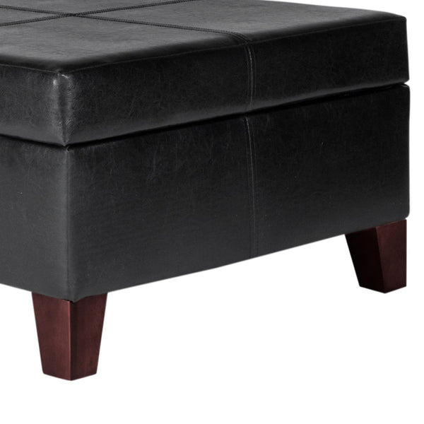 Benzara BM195756 - Leatherette Upholstered Wooden Ottoman With Hinged Storage Black And Brown Large