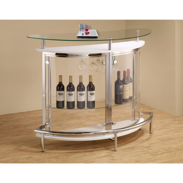 benzara BM68992 Contemporary Bar Unit with Clear Acrylic Front White