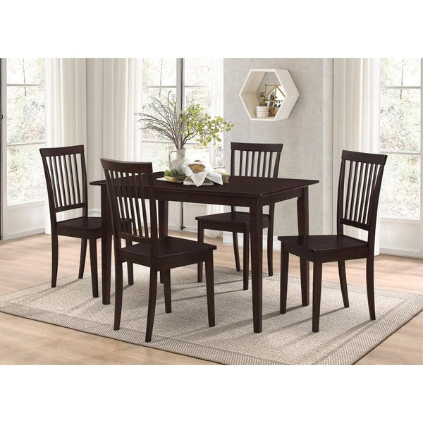 benzara BM69419 Sophisticated And Sturdy 5 Piece Wooden Dining Set Brown