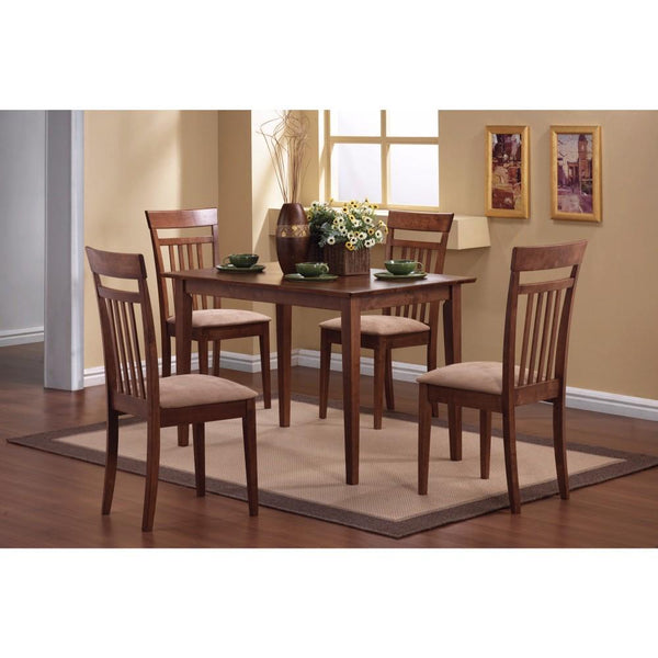 benzara BM69424 Classy 5 Piece Wooden Dining Table Set Brown
