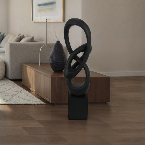 benzara Bob Accent Tabletop Decor Abstract Sculpture Black Resin 37 Inch -BM330953