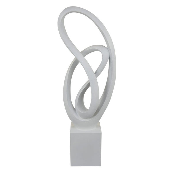 Benzara Bob Accent Tabletop Decor Abstract Sculpture White Resin 36 Inch -BM330952