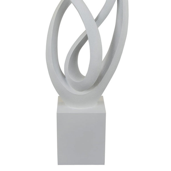 Benzara Bob Accent Tabletop Decor Abstract Sculpture White Resin 36 Inch -BM330952