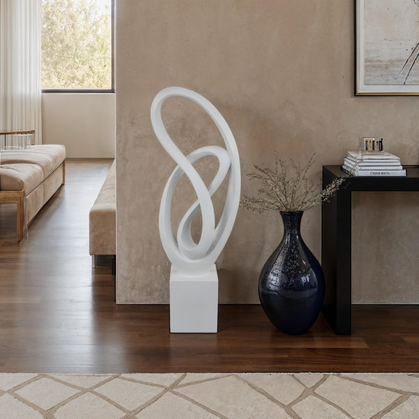 benzara Bob Accent Tabletop Decor Abstract Sculpture White Resin 36 Inch -BM330952