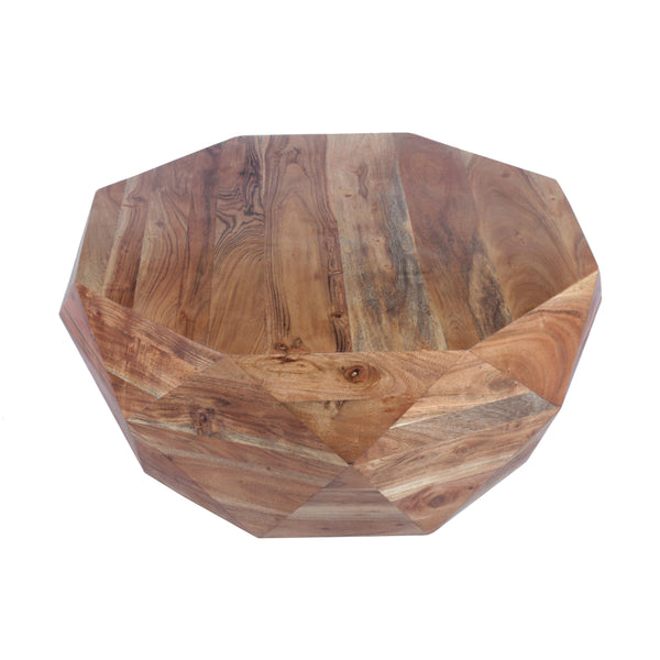 Benzara Bon 33 Inch Diamond Shape Acacia Wood Coffee Table With Smooth Top Natural Brown- UPT-183796