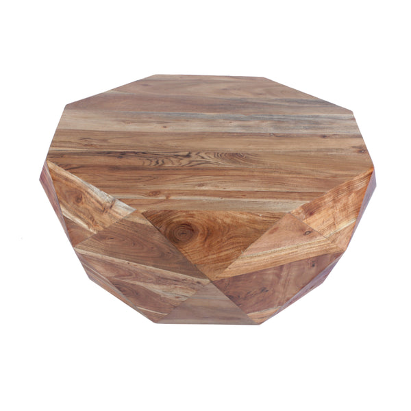 Benzara Bon 33 Inch Diamond Shape Acacia Wood Coffee Table With Smooth Top Natural Brown- UPT-183796