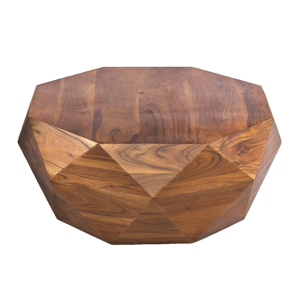 Benzara Bon 33 Inch Diamond Shape Acacia Wood Coffee Table With Smooth Top Dark Brown - UPT-196015