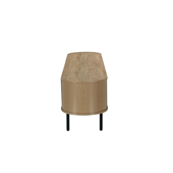 Benzara Brandon TV Stand Media Console Shelf 2 Cabinets Beige Wood 71 Inch -BM329898