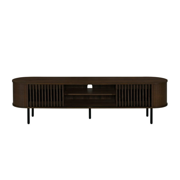 Benzara Brandon TV Stand Media Console Shelf 2 Cabinets Dark Brown 71 Inch -BM329899