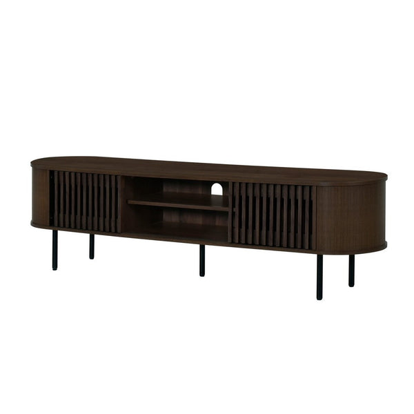 benzara Brandon TV Stand Media Console Shelf 2 Cabinets Dark Brown 71 Inch -BM329899