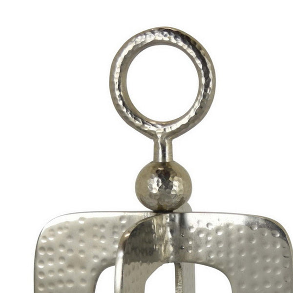 Benzara Brie Candle Holder Lantern 23 Inch Silver Metal Frame Glass Shade -BM324637