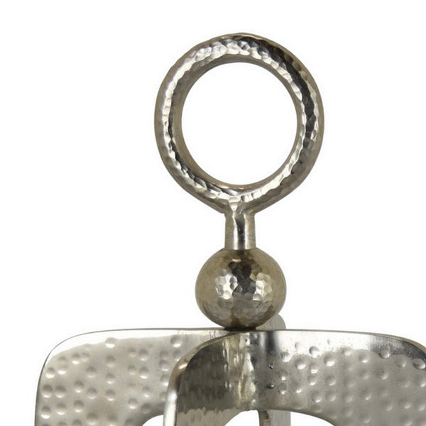 Benzara Brie Candle Holder Lantern 27 Inch Silver Metal Frame Glass Shade -BM324636