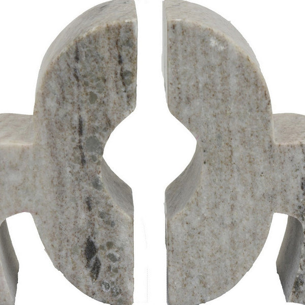 Benzara Buck Accent Bookend Set Of 2 Marble Modern Beige Finish 7 Inch -BM331014
